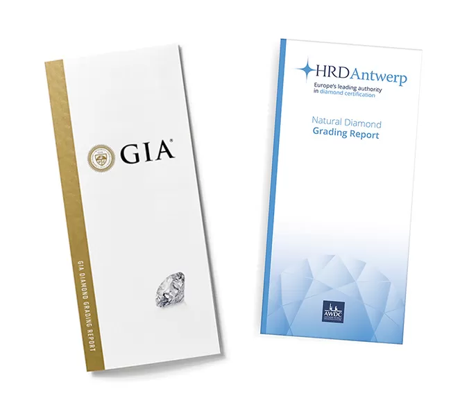 Certificats GIA et HRD Antwerp accompagnant le diamant