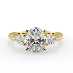 Bague trilogie Olga diamant ovale, or jaune